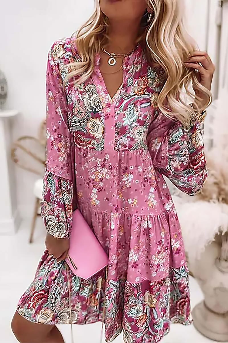 Robe d'été décontractée pour femme avec poches, Rose tie-dye Robe d'été décontractée pour femme avec poches, Rose tie-dye
