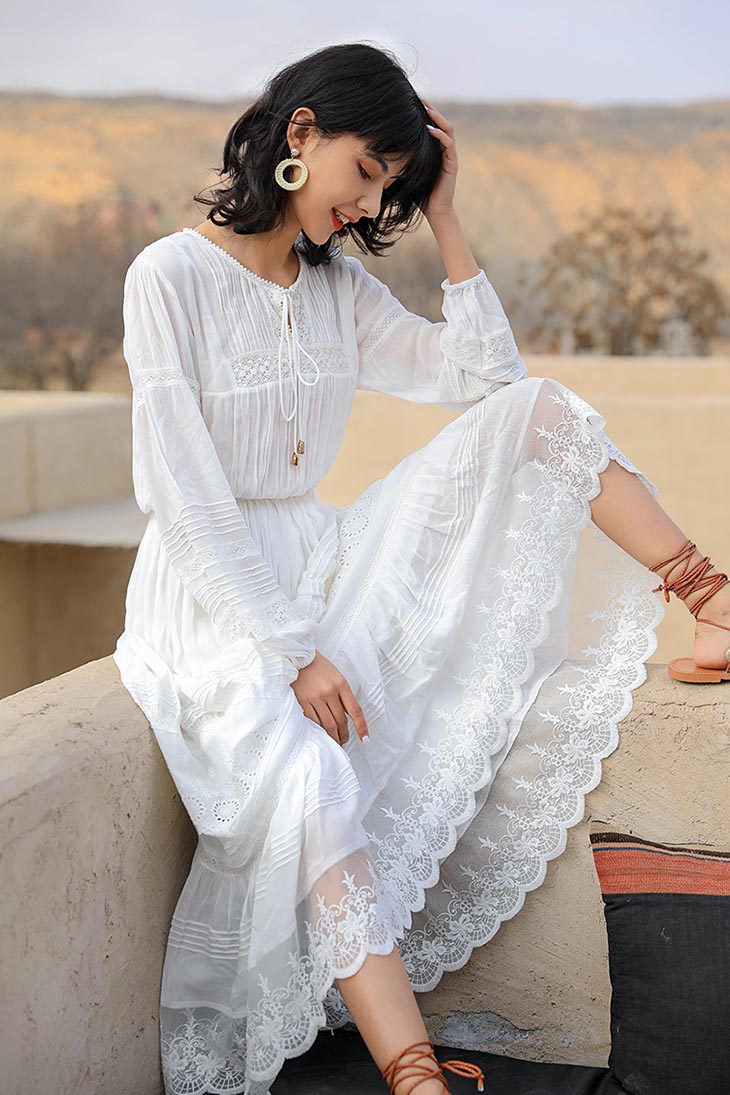 Robe Bohème Robe Longue Pour Bapteme Robe Dentelle Robe Bapteme 12