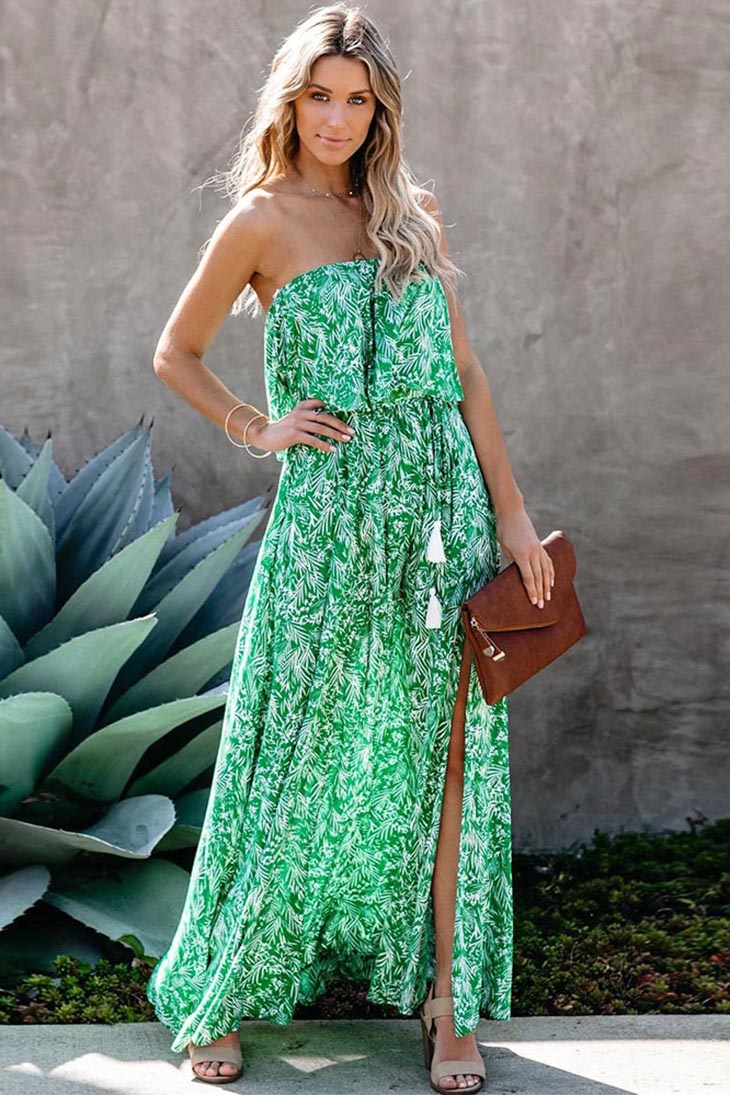 Robe Longue Bohème Sans Bretelles Sixtine