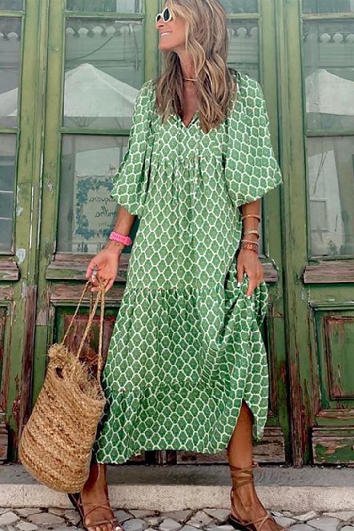 Robe Longue Verte Bohème Gersande