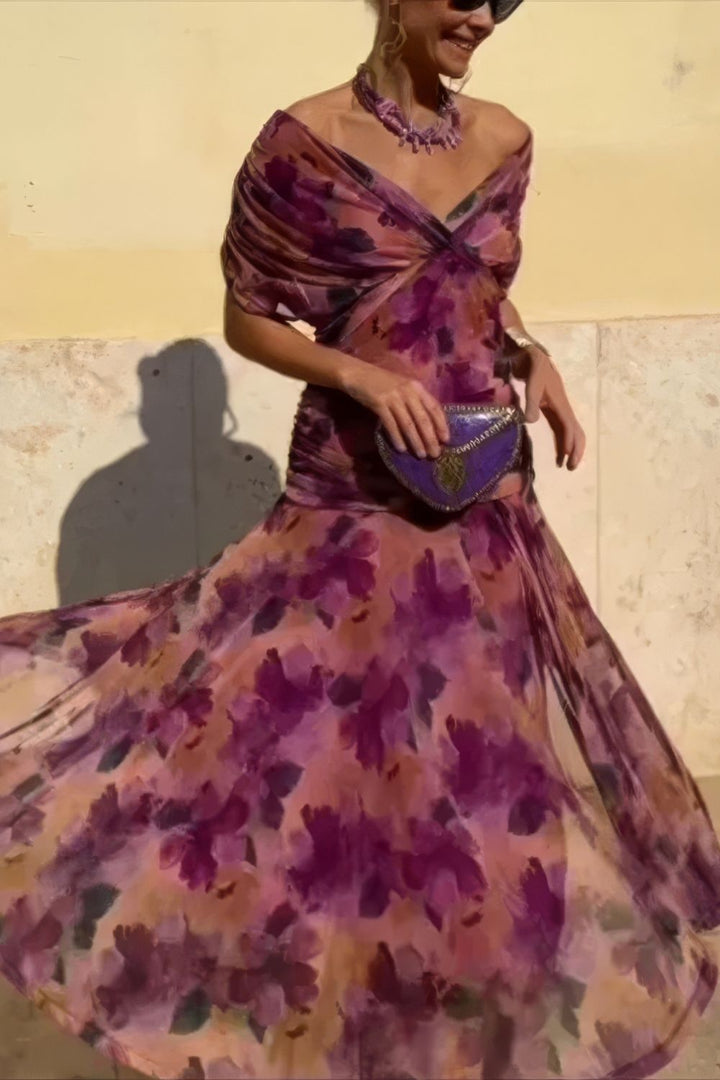 Robe Bohème Florale Violette