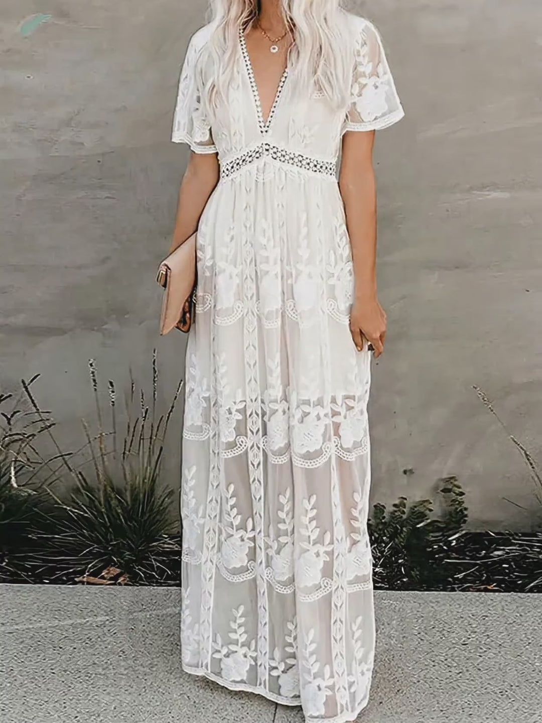 Robe Longue Blanche Bohème Chic - Angéline