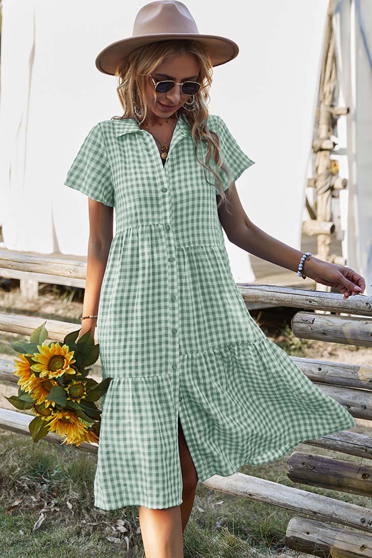 Robe Bohème à Carreaux Idylle Bohémienne