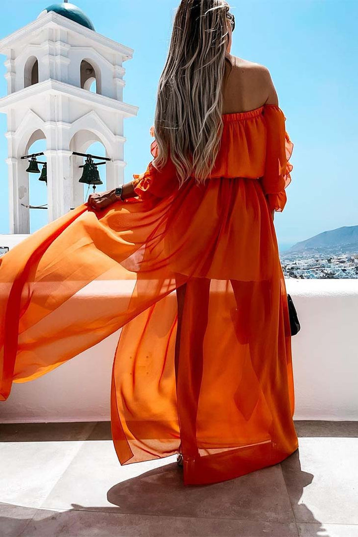 robe longue bohème orange