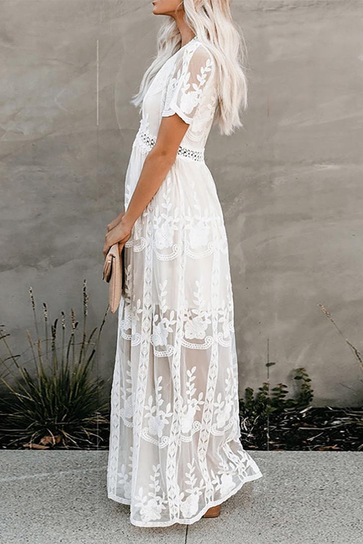 Robe Boheme Chic en Dentelle Idylle Bohemienne