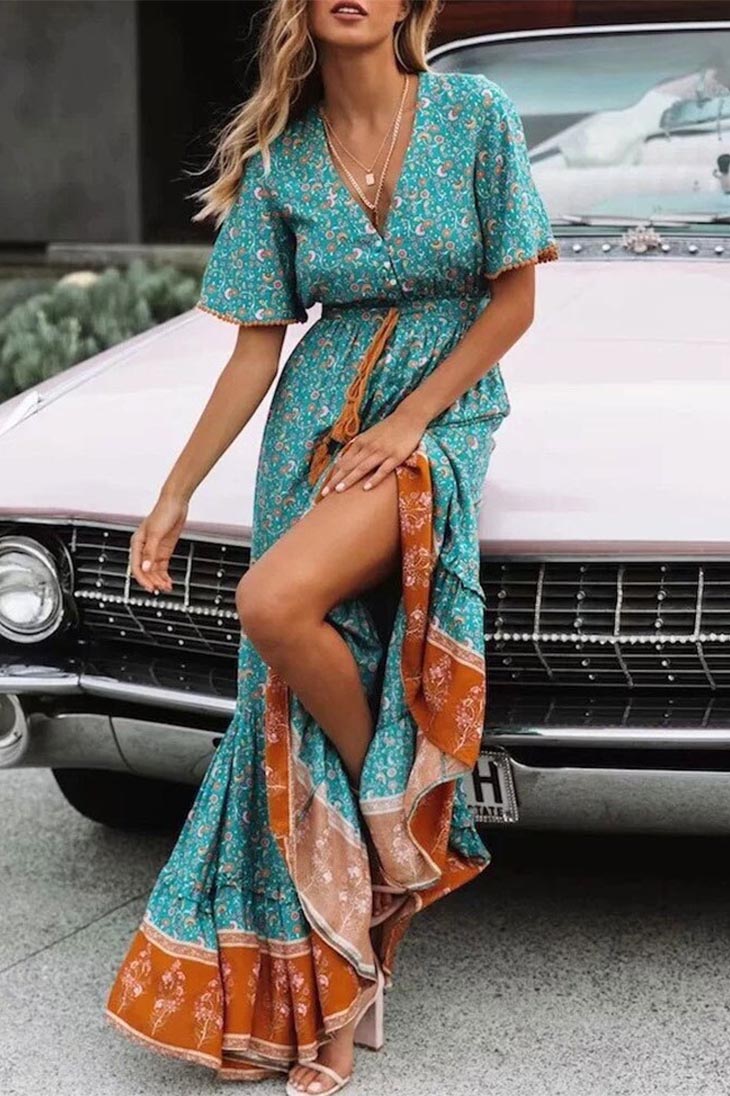 Robe Boheme Chic Bleue Idylle Bohemienne