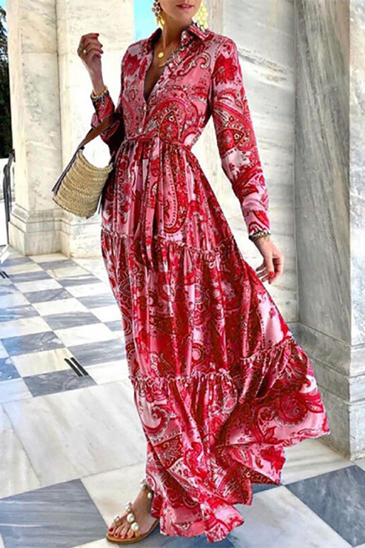 Style Bohème Robe Boheme Elegante Robe,Robe Longue à Fleurs Pour